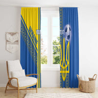 Custom Ukraine Football Window Curtain Go Blue And Yellow Folk Pattern
