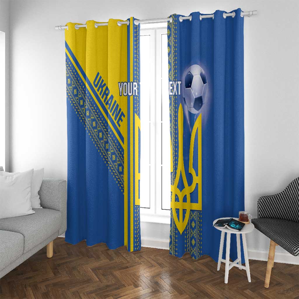 Custom Ukraine Football Window Curtain Go Blue And Yellow Folk Pattern