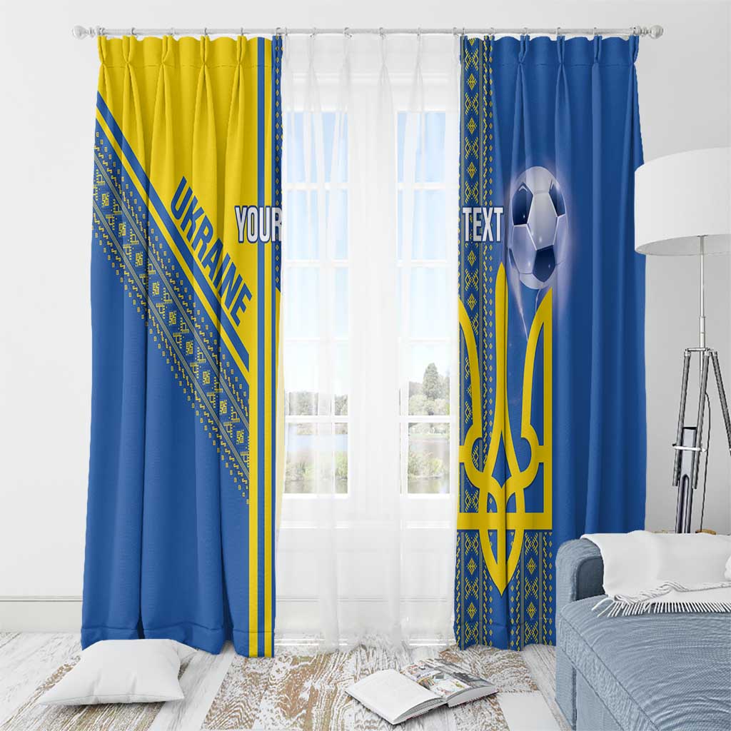 Custom Ukraine Football Window Curtain Go Blue And Yellow Folk Pattern
