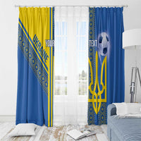 Custom Ukraine Football Window Curtain Go Blue And Yellow Folk Pattern