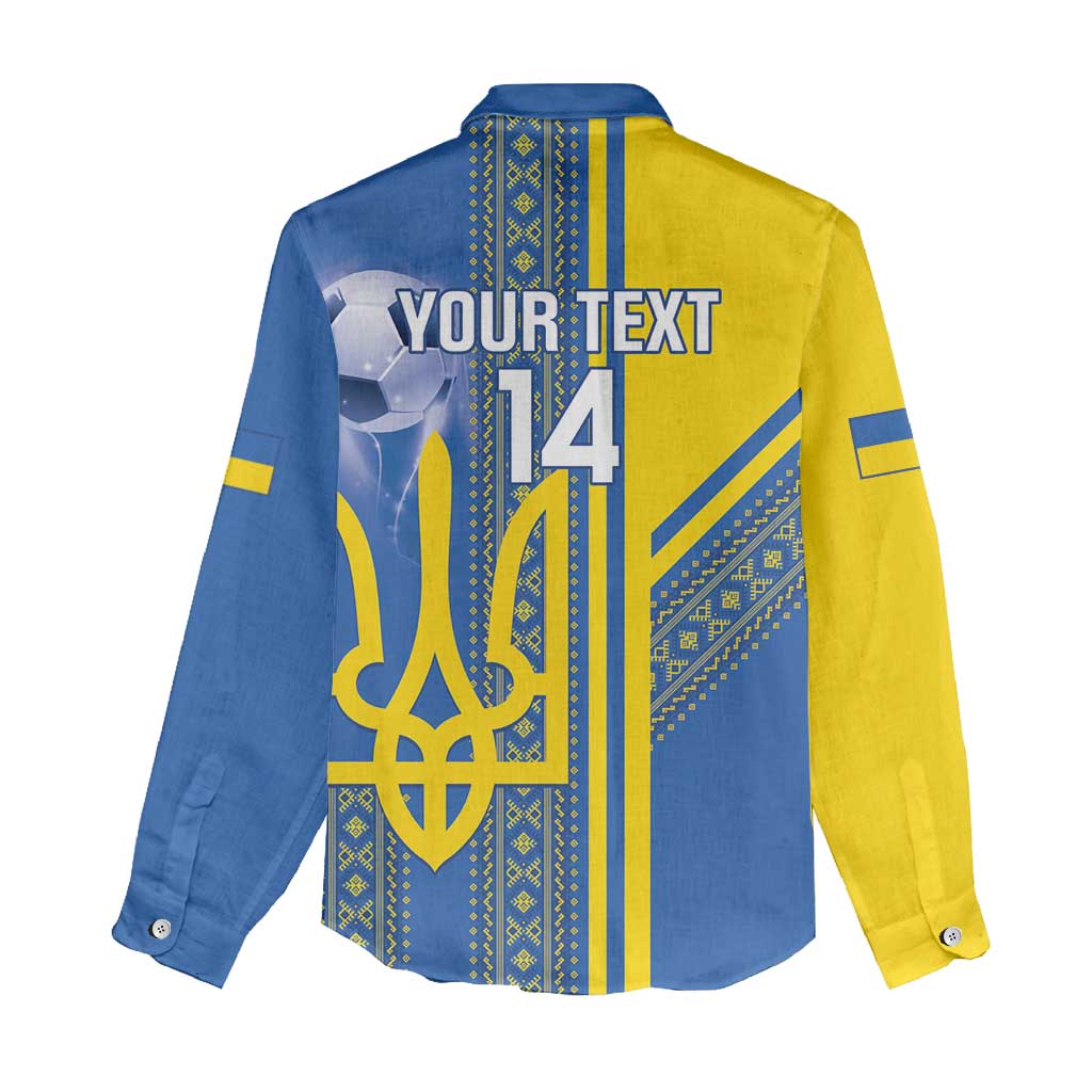 Custom Ukraine Football Women Casual Shirt Go Blue And Yellow Folk Pattern