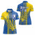 Custom Ukraine Football Women Polo Shirt Go Blue And Yellow Folk Pattern