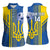 Custom Ukraine Football Women Sleeveless Polo Shirt Go Blue And Yellow Folk Pattern