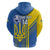 Custom Ukraine Football Zip Hoodie Go Blue And Yellow Folk Pattern