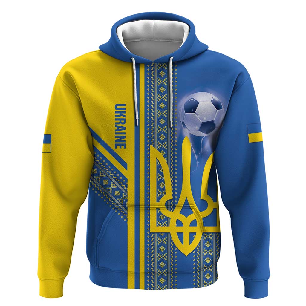 Custom Ukraine Football Zip Hoodie Go Blue And Yellow Folk Pattern
