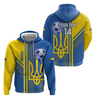 Custom Ukraine Football Zip Hoodie Go Blue And Yellow Folk Pattern
