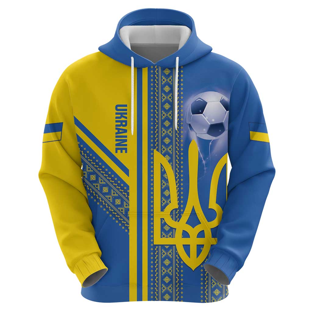 Custom Ukraine Football Zip Hoodie Go Blue And Yellow Folk Pattern