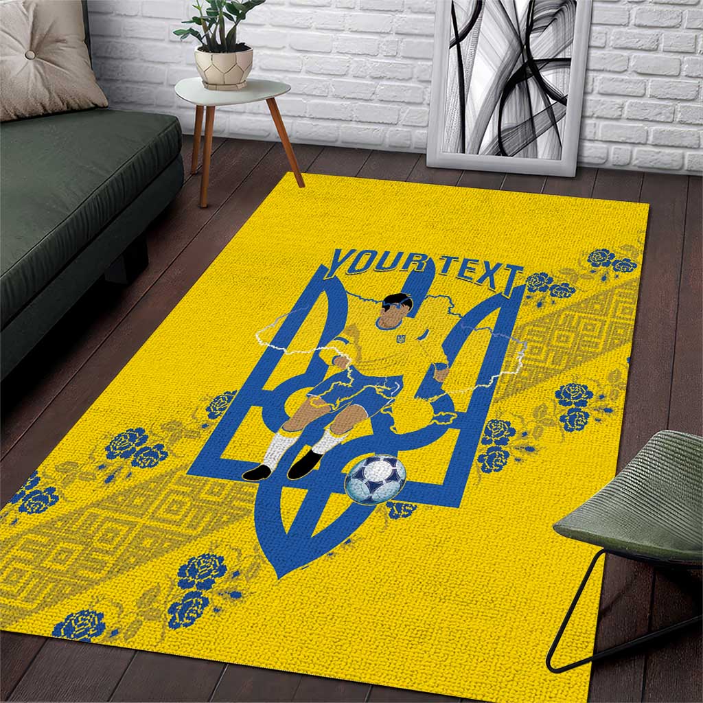 Personalised Ukraine Football Area Rug Glory to Ukrainian