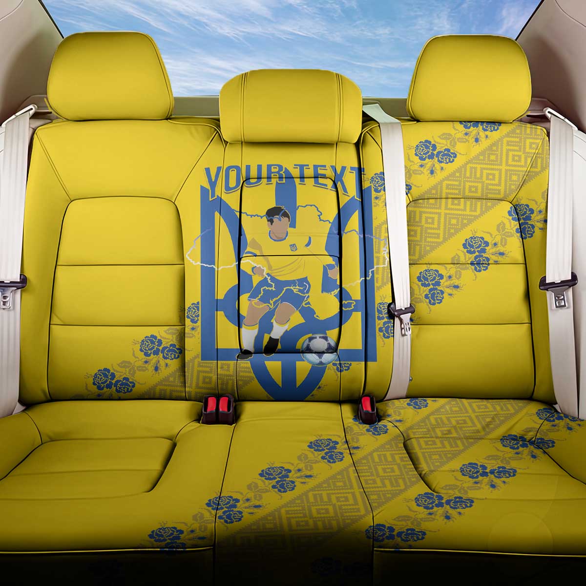 Personalised Ukraine Football Back Car Seat Cover Glory to Ukrainian