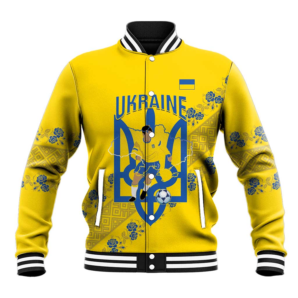 Personalised Ukraine Football Baseball Jacket Glory to Ukrainian