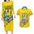 Personalised Ukraine Football Couples Matching Long Sleeve Bodycon Dress and Hawaiian Shirt Glory to Ukrainian