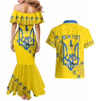 Personalised Ukraine Football Couples Matching Mermaid Dress and Hawaiian Shirt Glory to Ukrainian