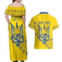 Personalised Ukraine Football Couples Matching Off Shoulder Maxi Dress and Hawaiian Shirt Glory to Ukrainian