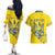 Personalised Ukraine Football Couples Matching Off The Shoulder Long Sleeve Dress and Hawaiian Shirt Glory to Ukrainian