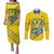 Personalised Ukraine Football Couples Matching Puletasi and Long Sleeve Button Shirt Glory to Ukrainian