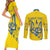 Personalised Ukraine Football Couples Matching Short Sleeve Bodycon Dress and Long Sleeve Button Shirt Glory to Ukrainian