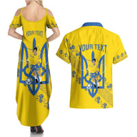 Personalised Ukraine Football Couples Matching Summer Maxi Dress and Hawaiian Shirt Glory to Ukrainian