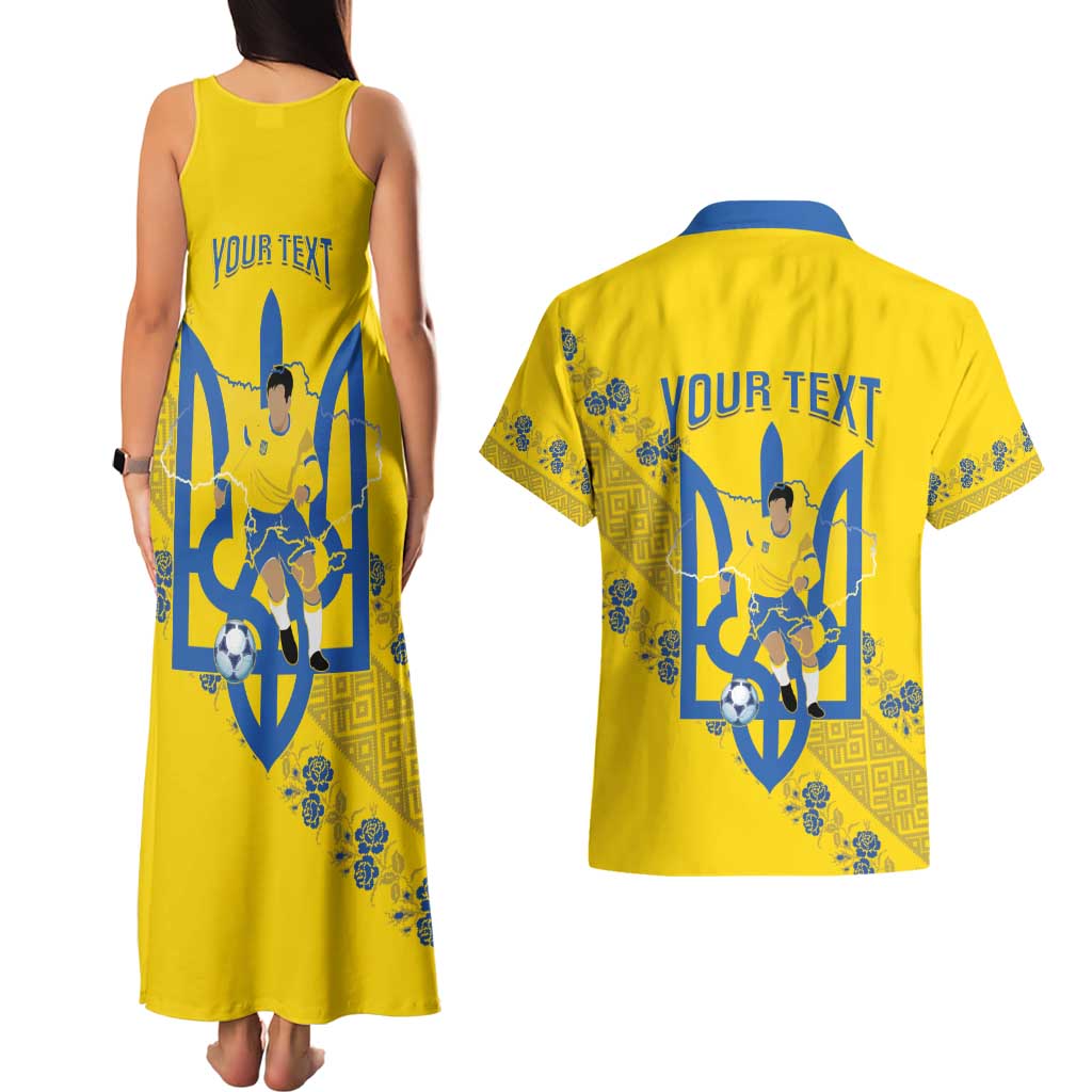 Personalised Ukraine Football Couples Matching Tank Maxi Dress and Hawaiian Shirt Glory to Ukrainian