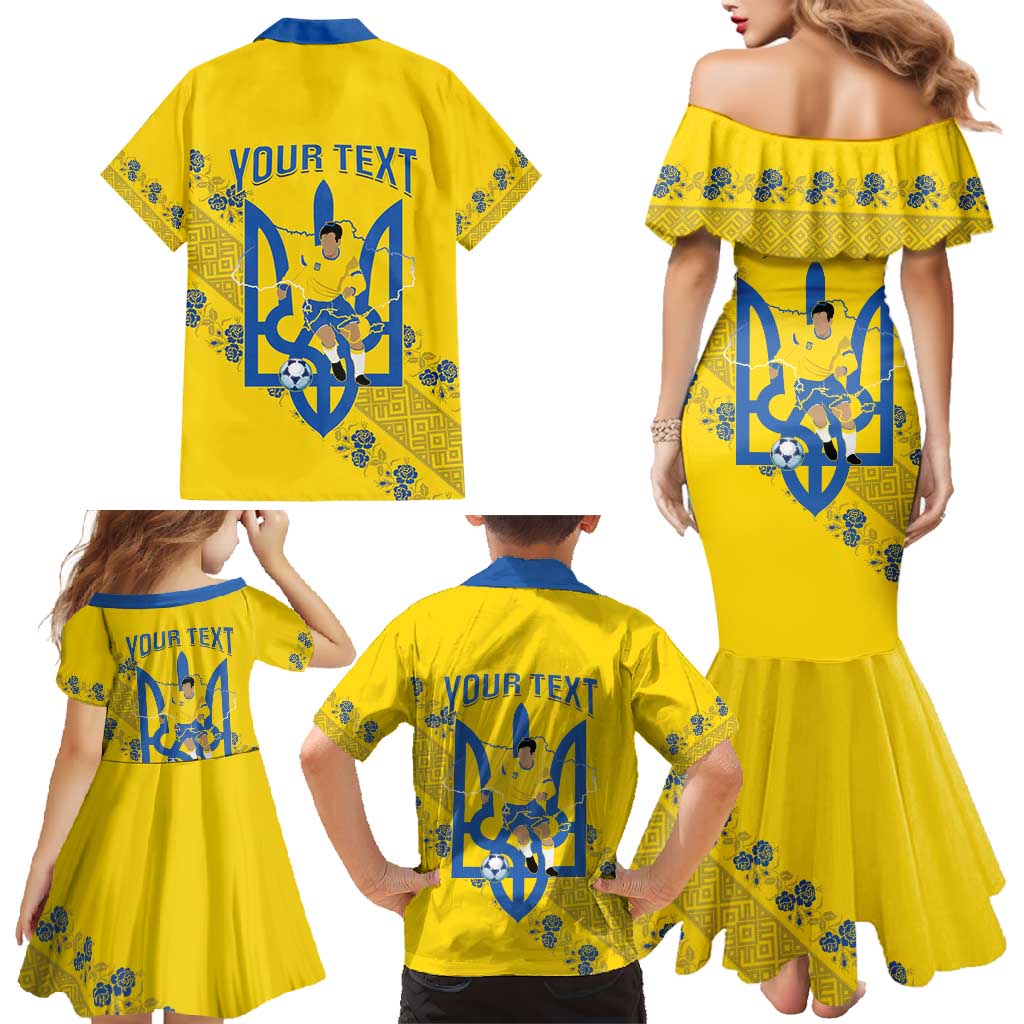 Personalised Ukraine Football Family Matching Mermaid Dress and Hawaiian Shirt Glory to Ukrainian