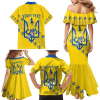 Personalised Ukraine Football Family Matching Mermaid Dress and Hawaiian Shirt Glory to Ukrainian
