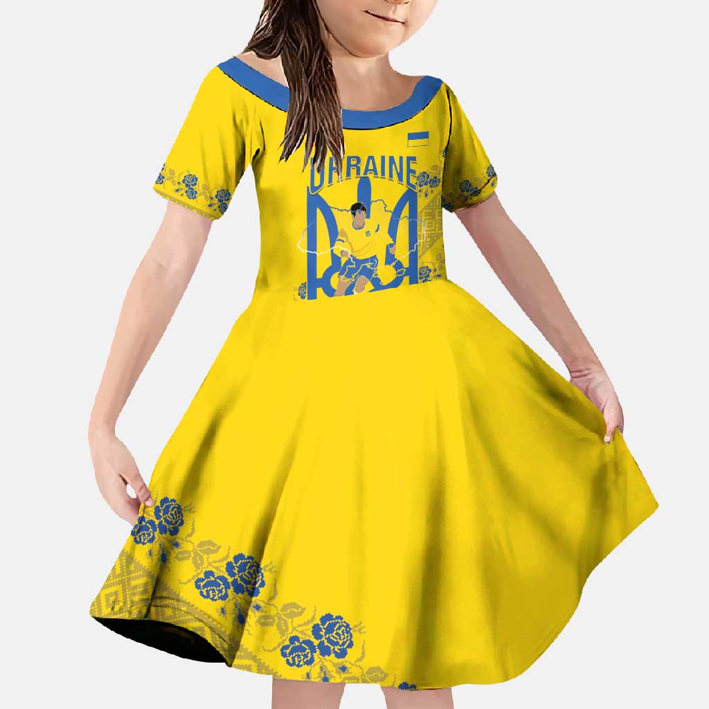 Personalised Ukraine Football Family Matching Off Shoulder Maxi Dress and Hawaiian Shirt Glory to Ukrainian