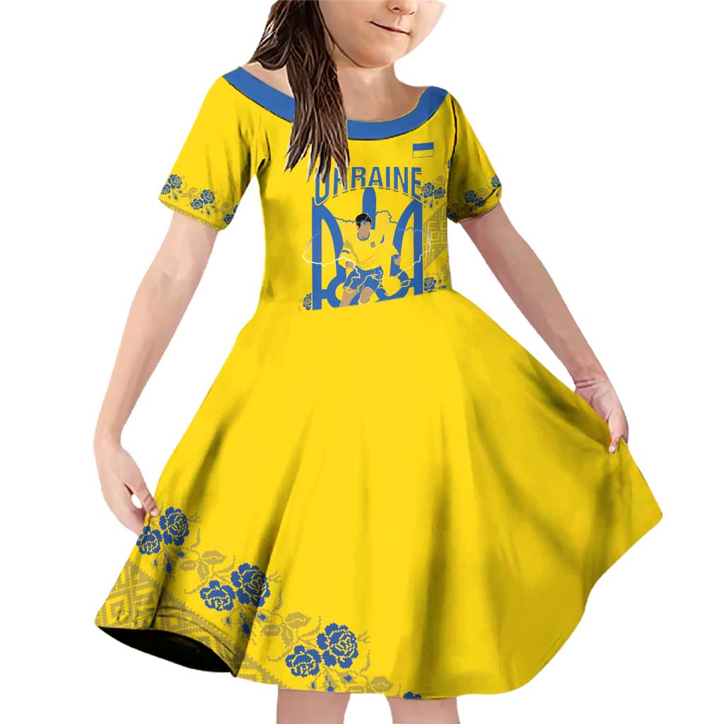 Personalised Ukraine Football Family Matching Off Shoulder Short Dress and Hawaiian Shirt Glory to Ukrainian