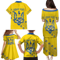 Personalised Ukraine Football Family Matching Puletasi and Hawaiian Shirt Glory to Ukrainian