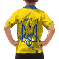 Personalised Ukraine Football Family Matching Short Sleeve Bodycon Dress and Hawaiian Shirt Glory to Ukrainian