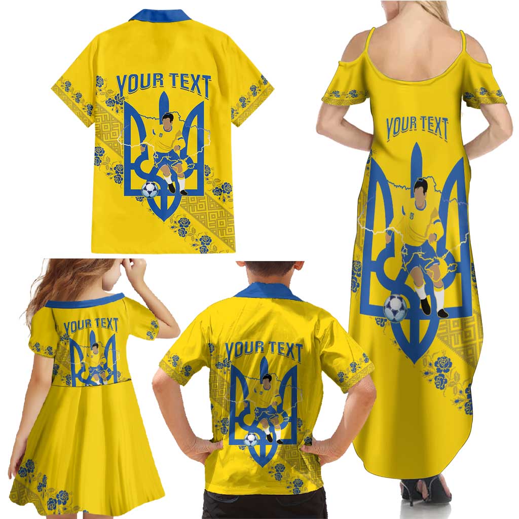 Personalised Ukraine Football Family Matching Summer Maxi Dress and Hawaiian Shirt Glory to Ukrainian