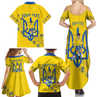 Personalised Ukraine Football Family Matching Summer Maxi Dress and Hawaiian Shirt Glory to Ukrainian