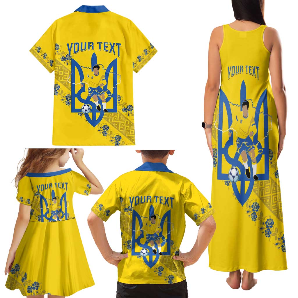 Personalised Ukraine Football Family Matching Tank Maxi Dress and Hawaiian Shirt Glory to Ukrainian
