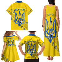 Personalised Ukraine Football Family Matching Tank Maxi Dress and Hawaiian Shirt Glory to Ukrainian
