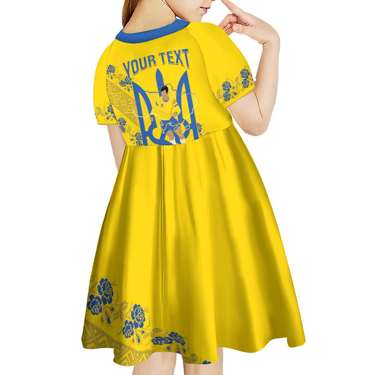 Personalised Ukraine Football Kid Short Sleeve Dress Glory to Ukrainian