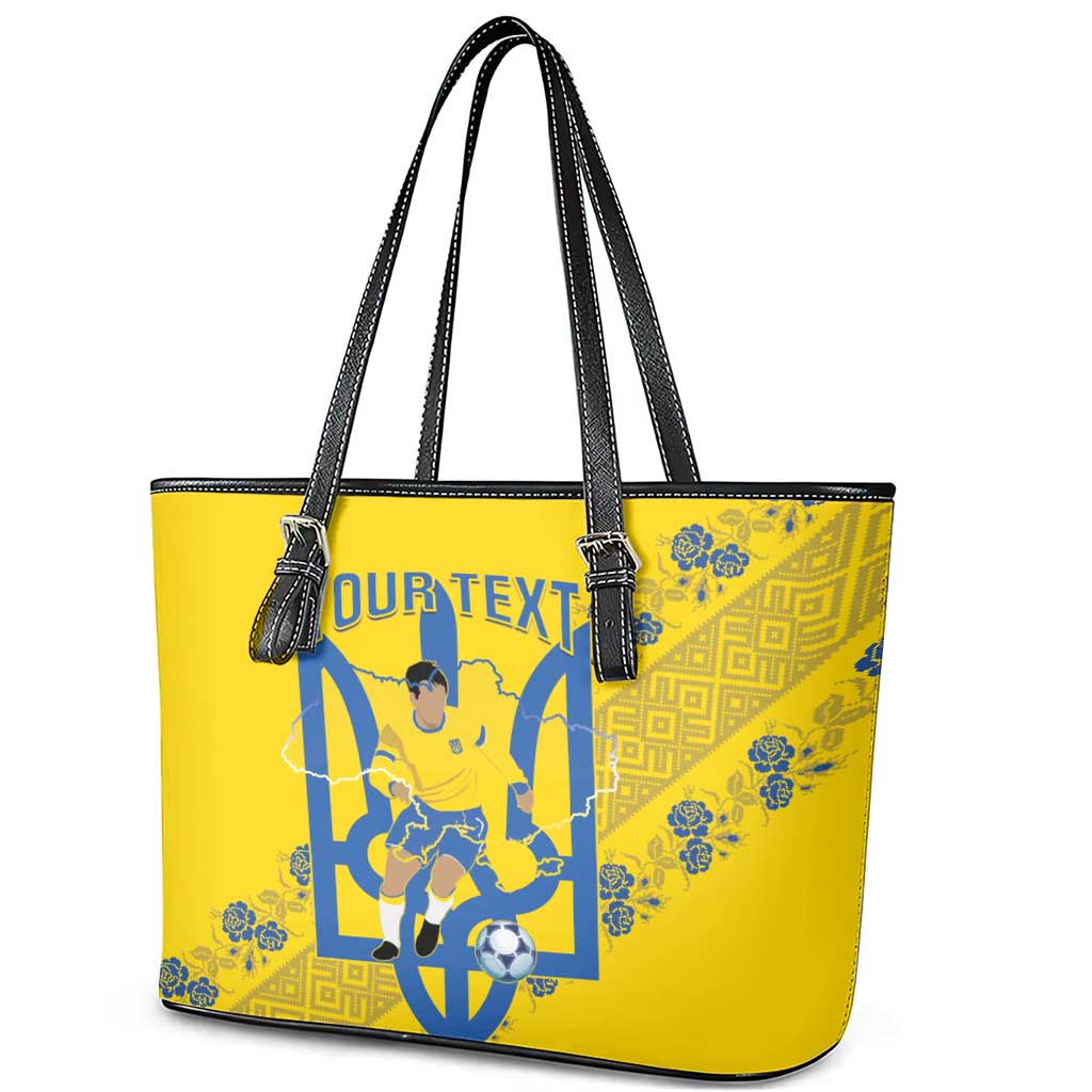 Personalised Ukraine Football Leather Tote Bag Glory to Ukrainian