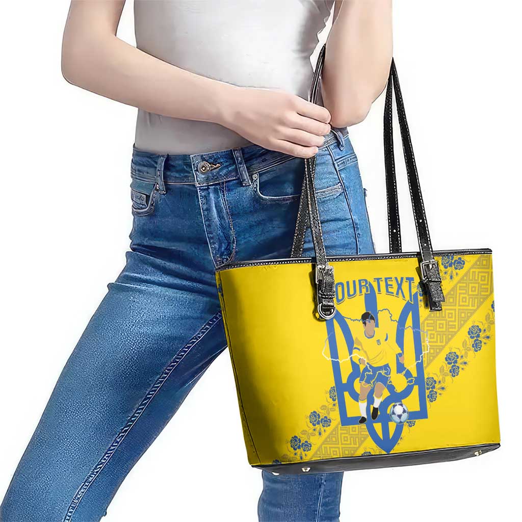 Personalised Ukraine Football Leather Tote Bag Glory to Ukrainian