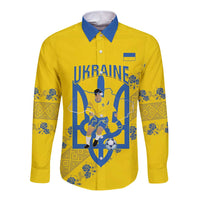 Personalised Ukraine Football Long Sleeve Button Shirt Glory to Ukrainian