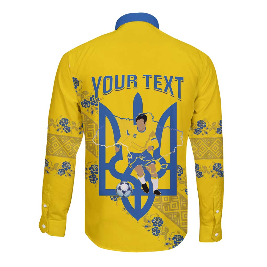 Personalised Ukraine Football Long Sleeve Button Shirt Glory to Ukrainian