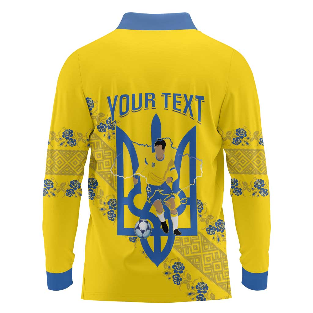 Personalised Ukraine Football Long Sleeve Polo Shirt Glory to Ukrainian