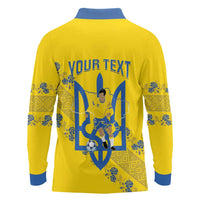 Personalised Ukraine Football Long Sleeve Polo Shirt Glory to Ukrainian