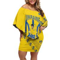 Personalised Ukraine Football Off Shoulder Short Dress Glory to Ukrainian