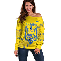 Personalised Ukraine Football Off Shoulder Sweater Glory to Ukrainian