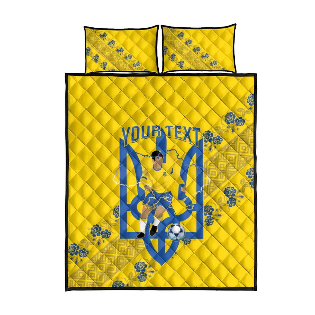 Personalised Ukraine Football Quilt Bed Set Glory to Ukrainian