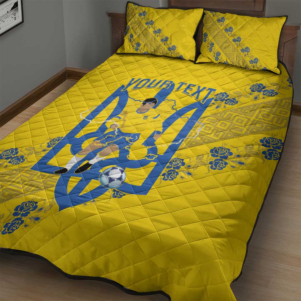Personalised Ukraine Football Quilt Bed Set Glory to Ukrainian