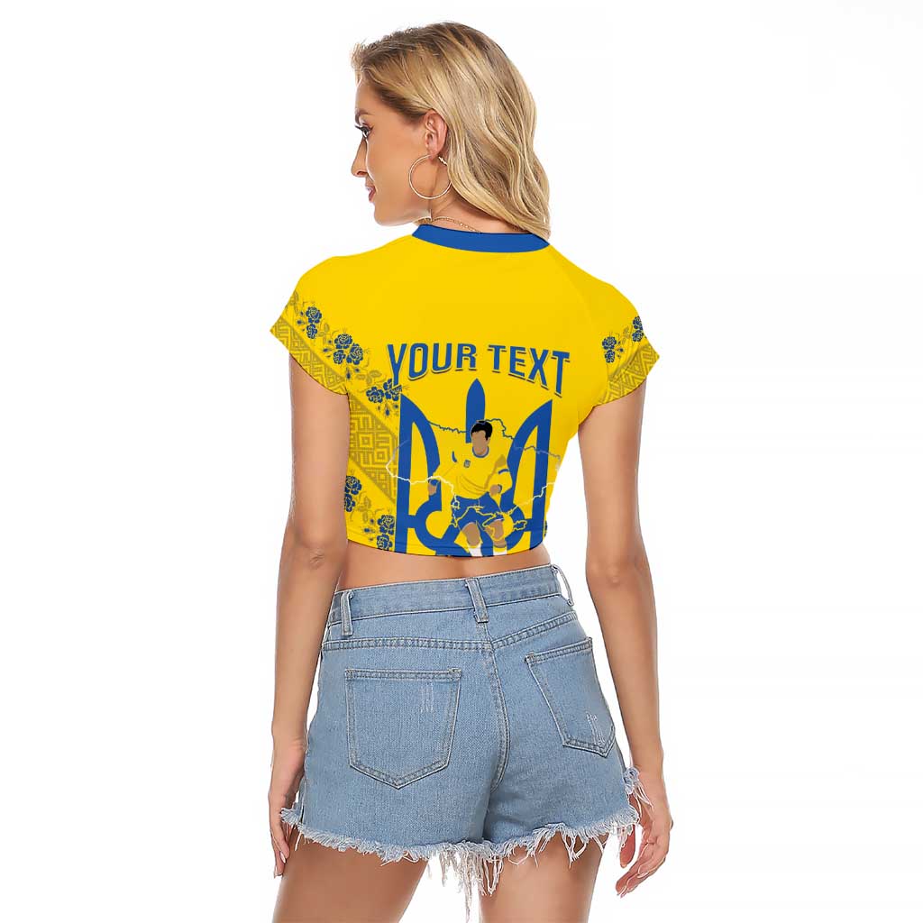 Personalised Ukraine Football Raglan Cropped T Shirt Glory to Ukrainian