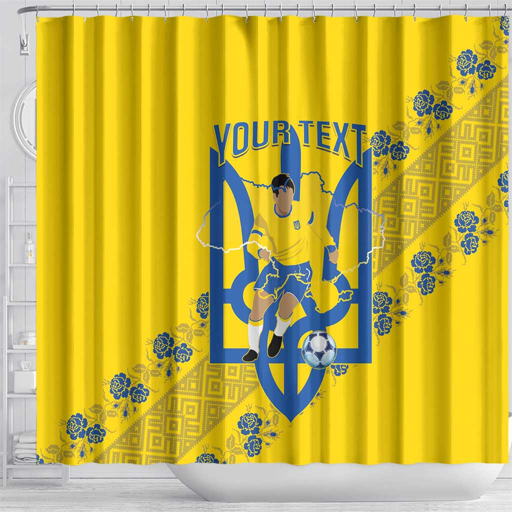 Personalised Ukraine Football Shower Curtain Glory to Ukrainian