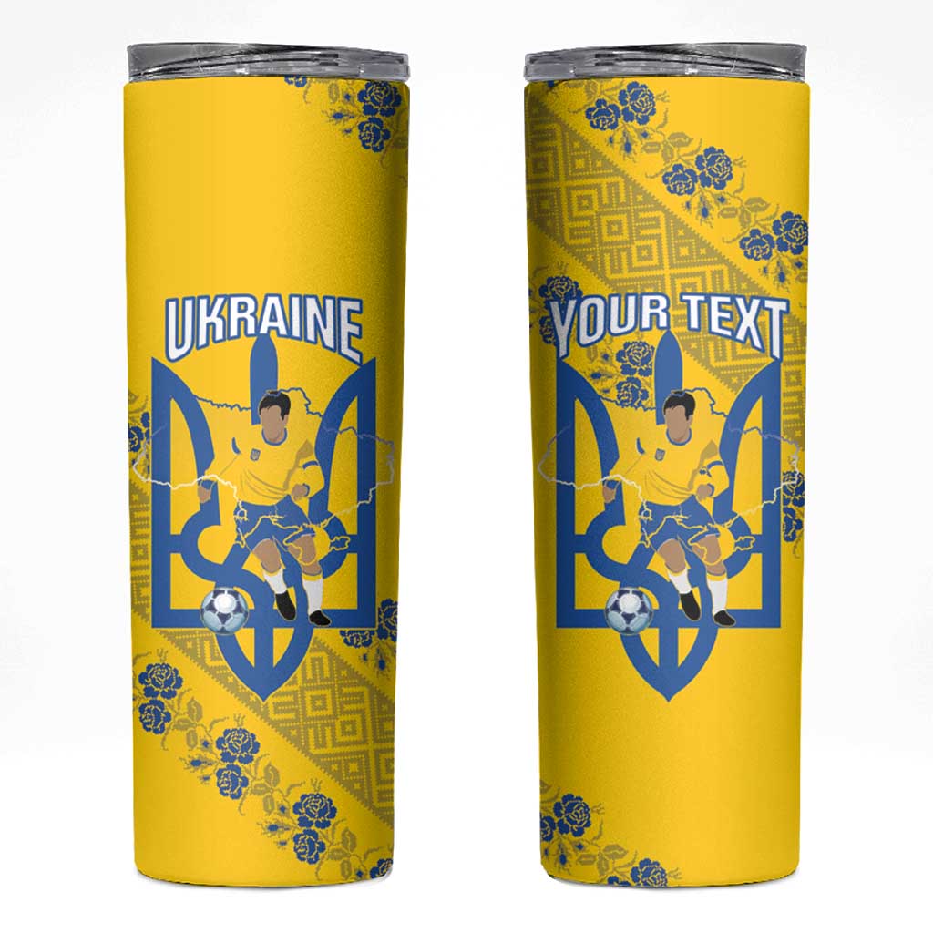 Personalised Ukraine Football Skinny Tumbler Glory to Ukrainian