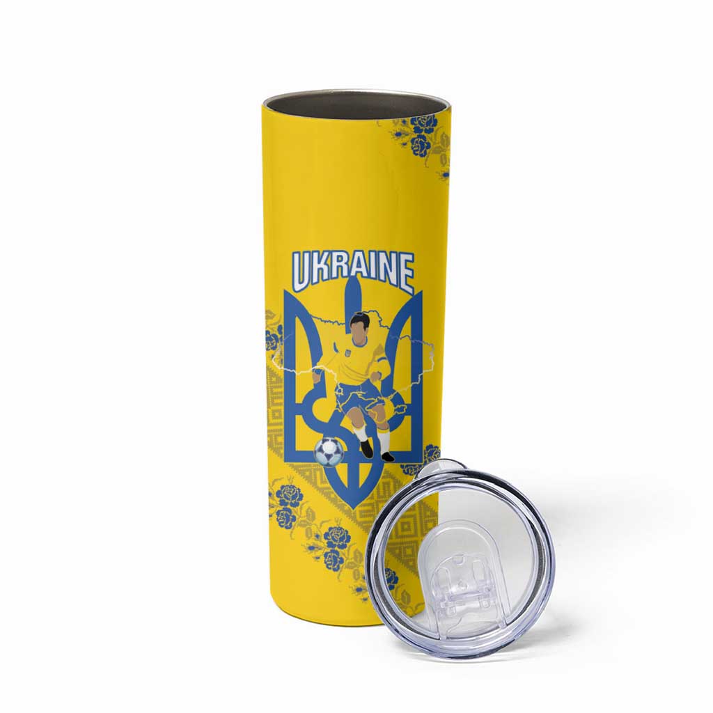 Personalised Ukraine Football Skinny Tumbler Glory to Ukrainian