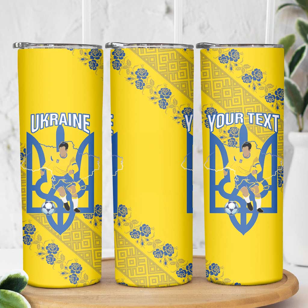 Personalised Ukraine Football Skinny Tumbler Glory to Ukrainian