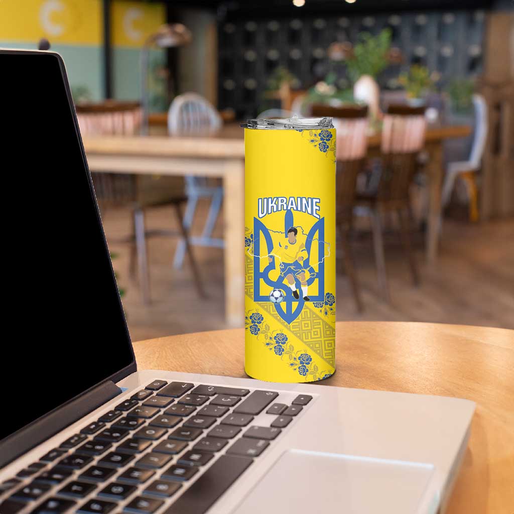 Personalised Ukraine Football Skinny Tumbler Glory to Ukrainian