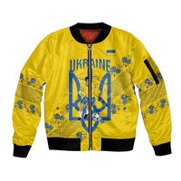 Personalised Ukraine Football Sleeve Zip Bomber Jacket Glory to Ukrainian